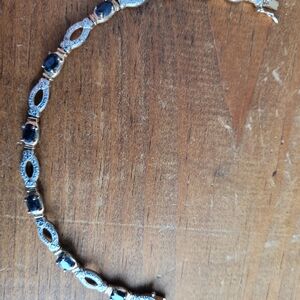 Elegant Sterling Silver Gold and Blue Bracelet